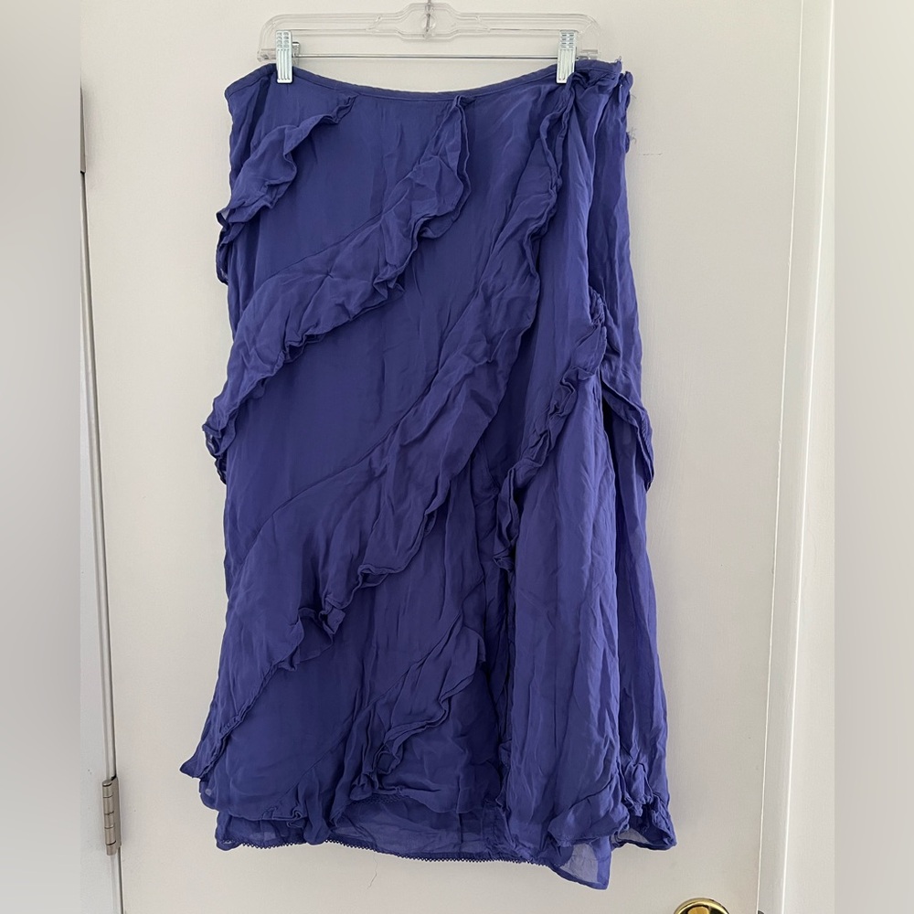 Anthropologie Purple Ruffled Skirt